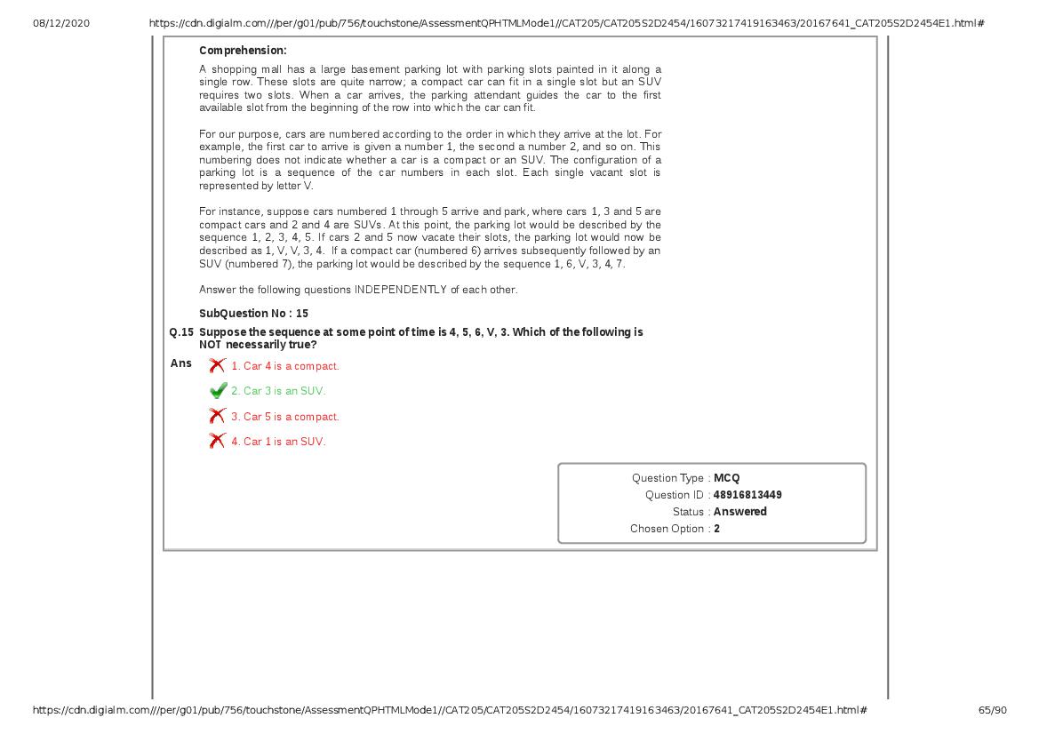 CAT 2020 Question Paper PDF with Answer Key (Slots 2 and 3)