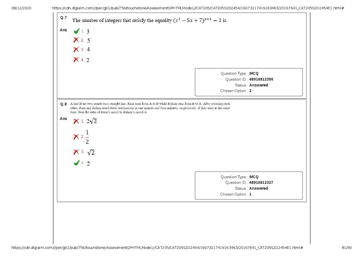 CAT 2020 Question Paper PDF with Answer Key (Slots 2 and 3)