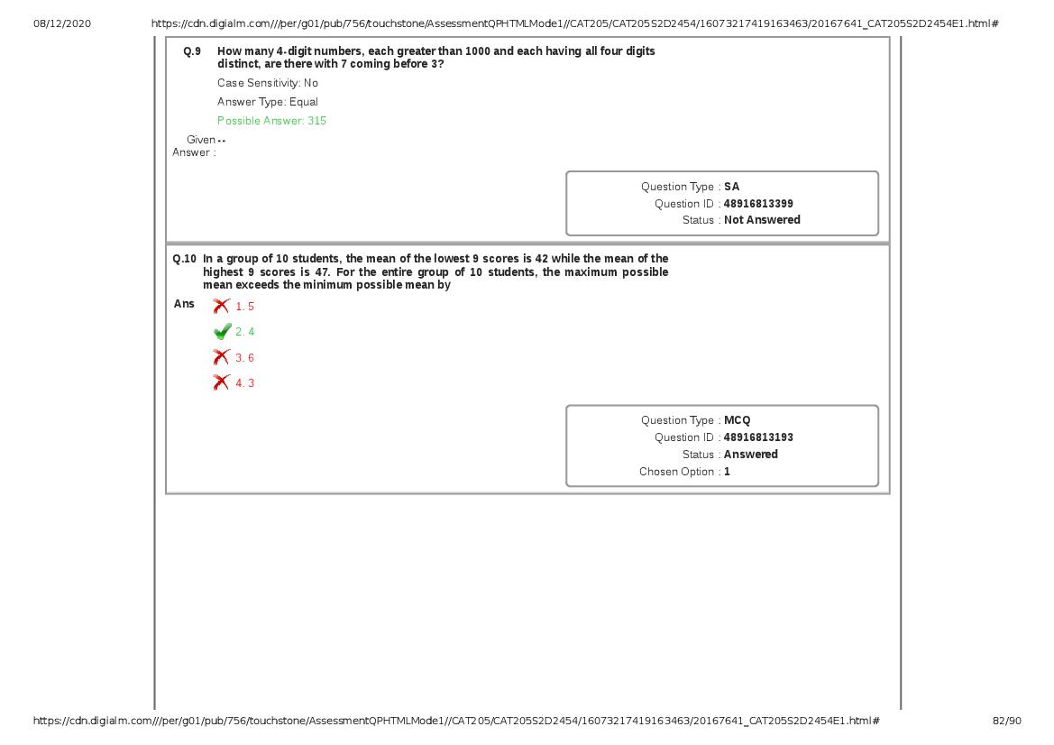 CAT 2020 Question Paper PDF with Answer Key (Slots 2 and 3)