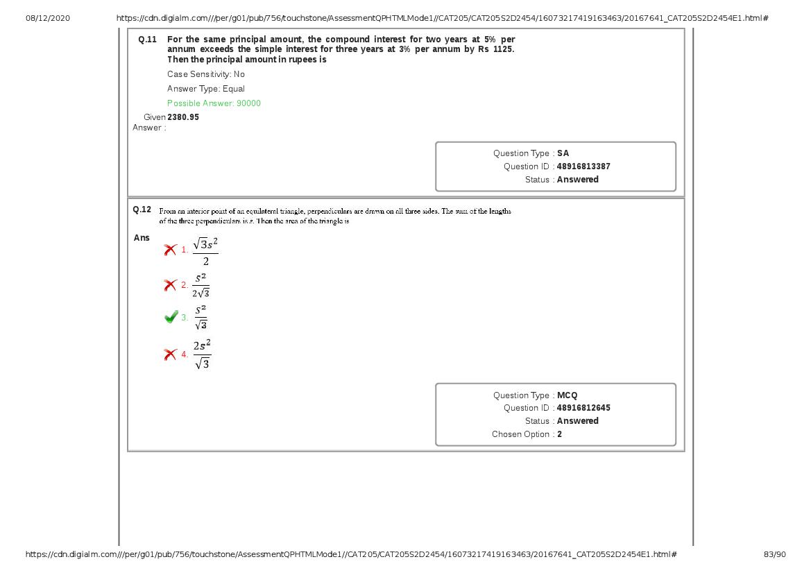 CAT 2020 Question Paper PDF with Answer Key (Slots 2 and 3)