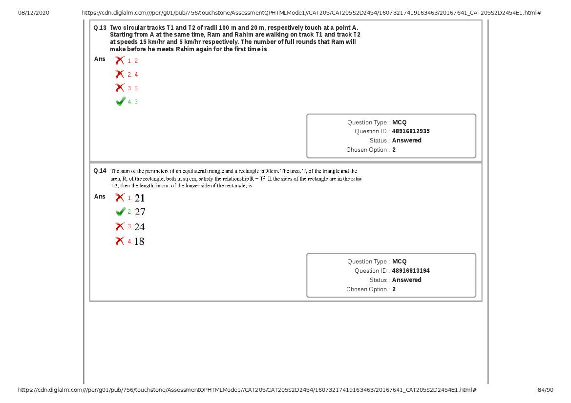 CAT 2020 Question Paper PDF with Answer Key (Slots 2 and 3)