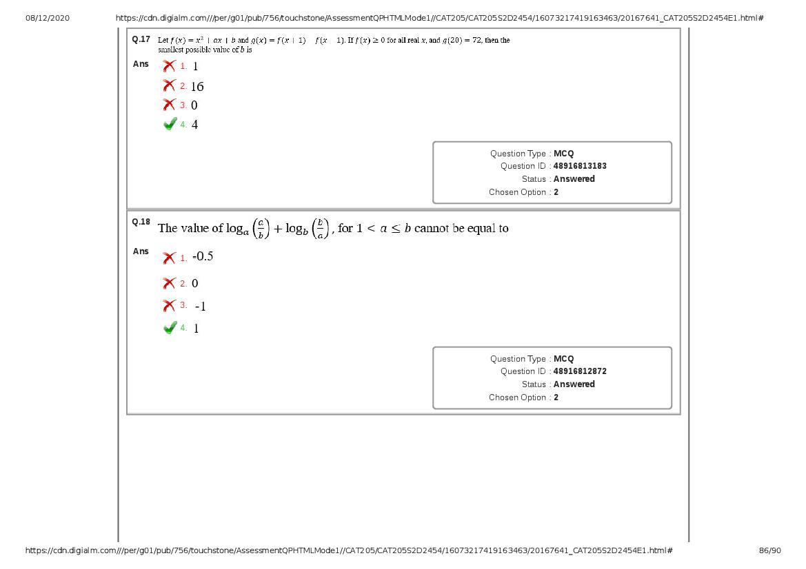 CAT 2020 Question Paper PDF with Answer Key (Slots 2 and 3)