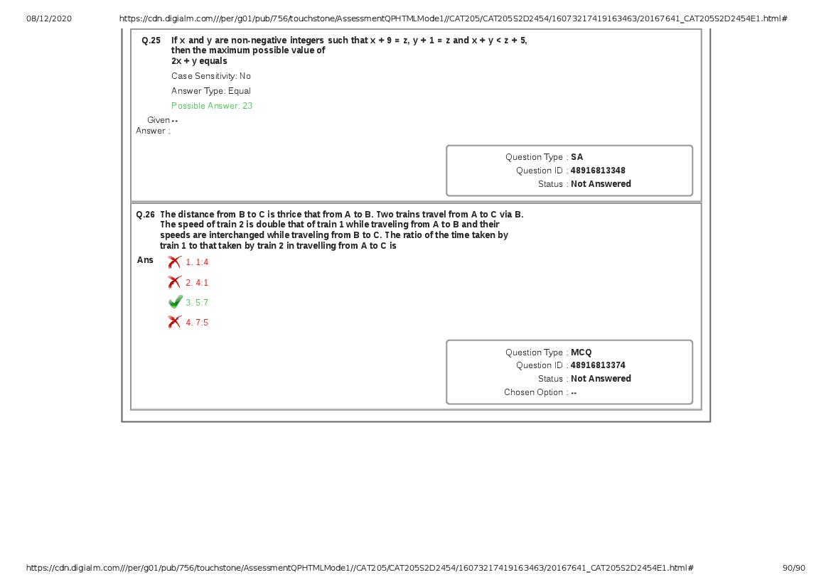CAT 2020 Question Paper PDF with Answer Key (Slots 2 and 3)