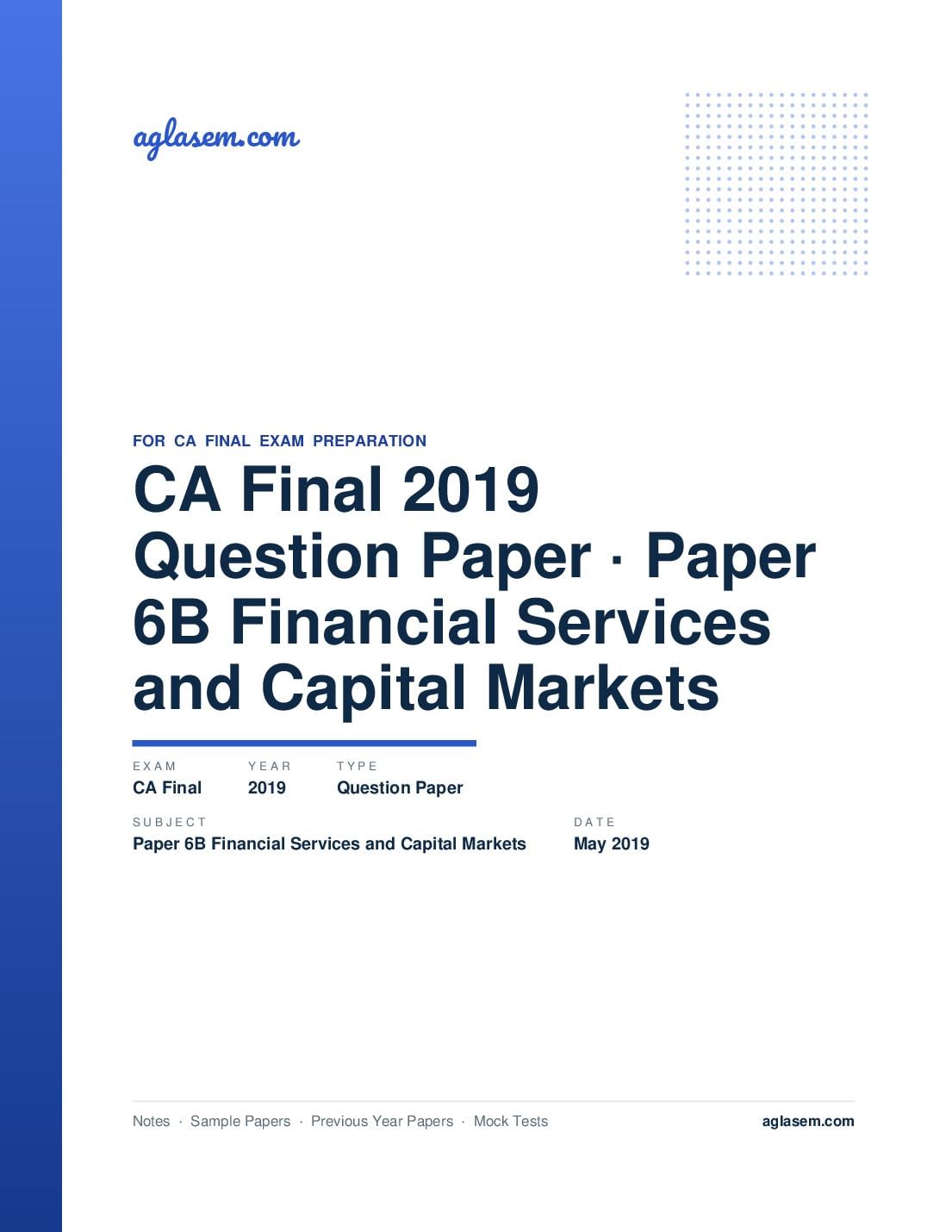 CA Final May 2019 Question Paper Paper 6B Financial Services and Capital Markets - Page 1 of 32