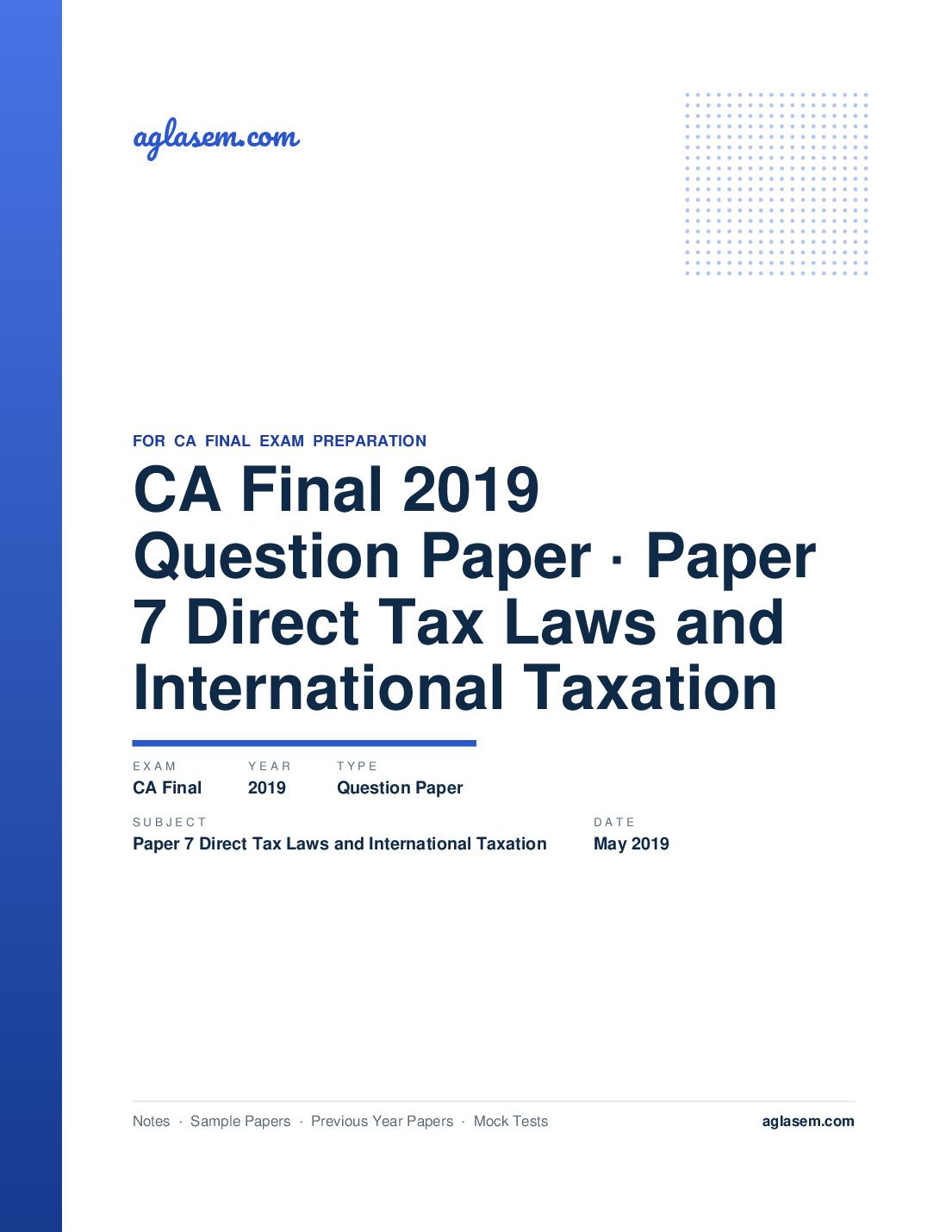 CA Final May 2019 Question Paper Paper 7 Direct Tax Laws and International Taxation - Page 1 of 16
