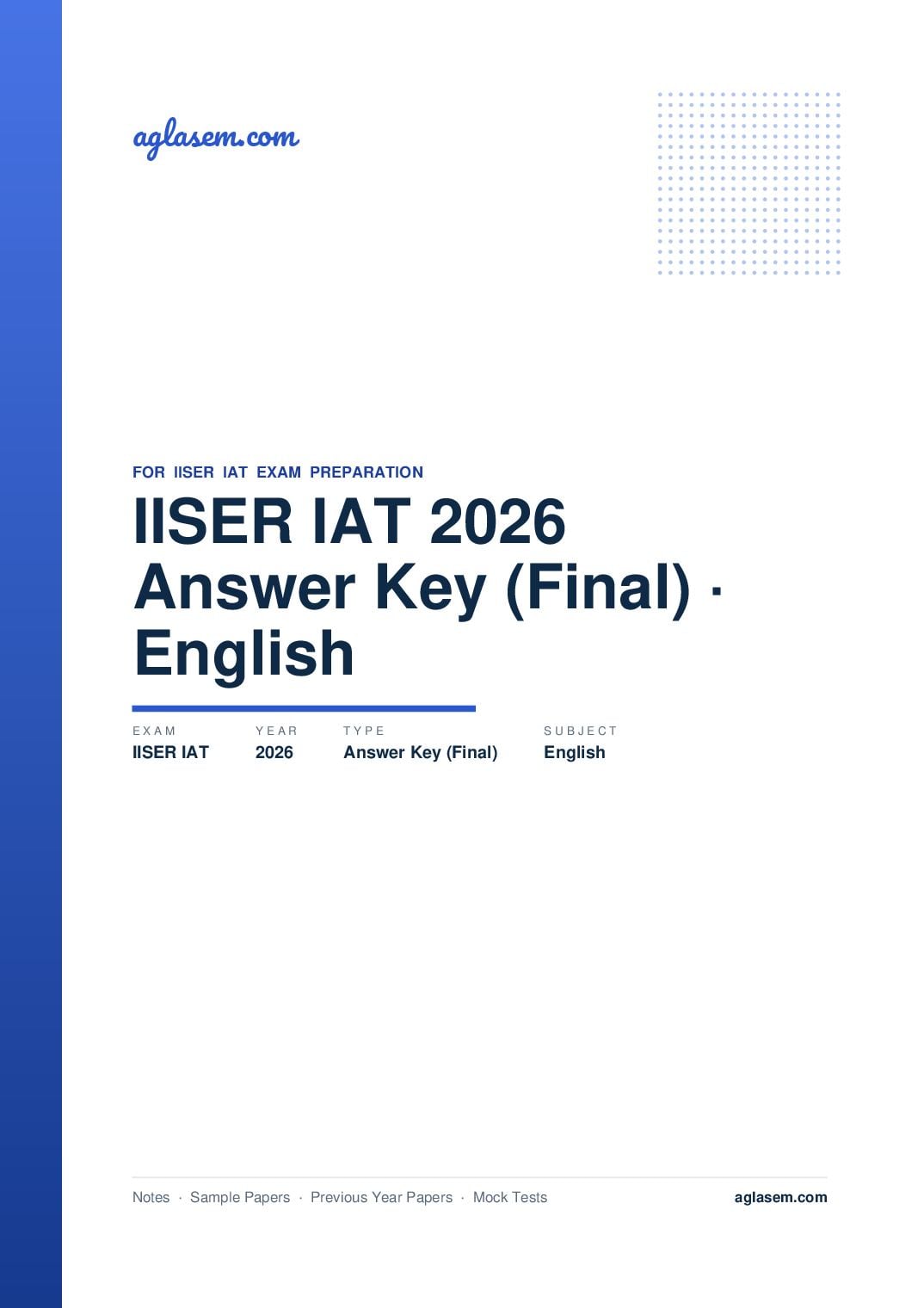 IISER IAT 2026 Answer Key (Final) English - Page 1 of 63