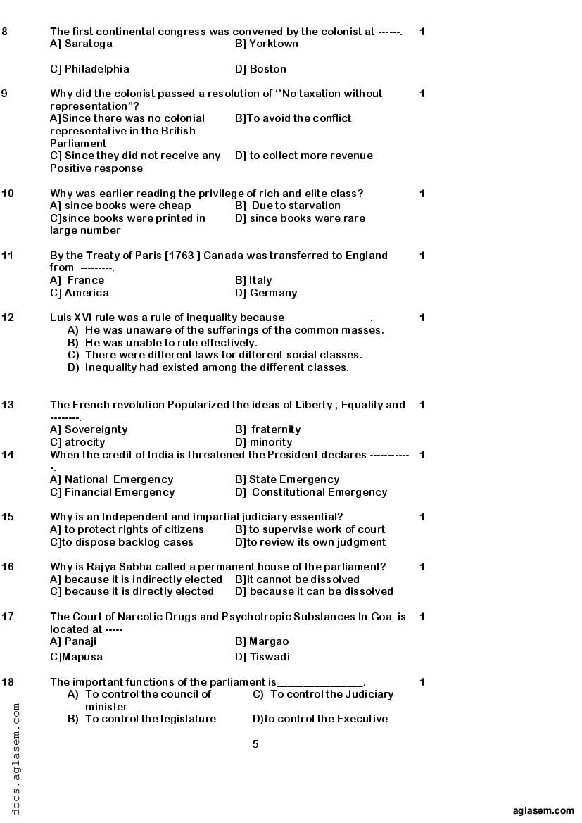 Goa Board Ssc Social Science Model Question Paper 2023 Pdf