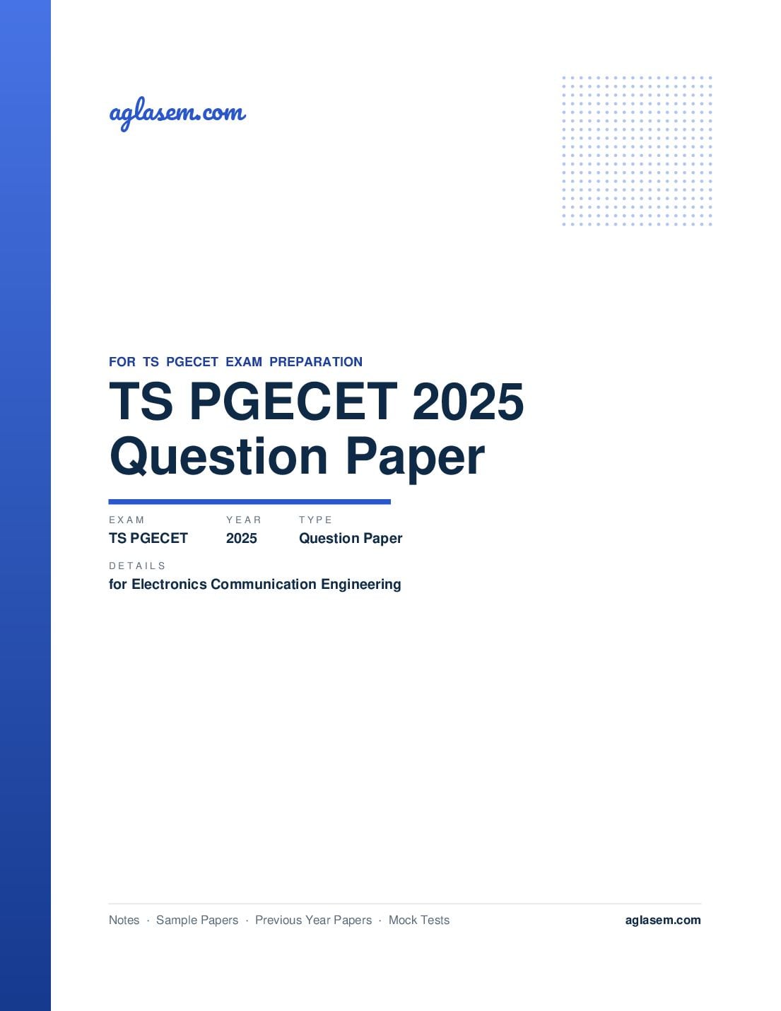 TS PGECET 2025 Question Paper for Electronics and Communication Engineering - Page 1 of 34