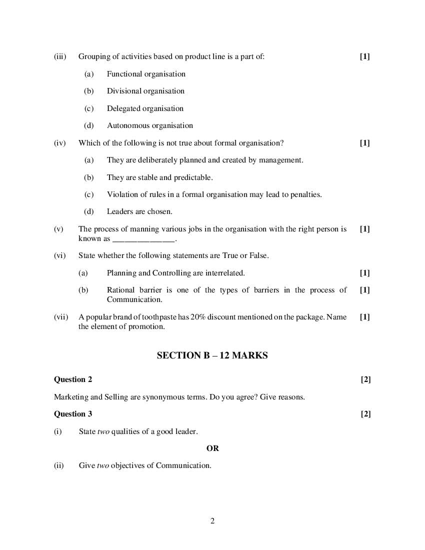 ISC Class 12 Sample Paper 2022 - Commerce Specimen Question Paper