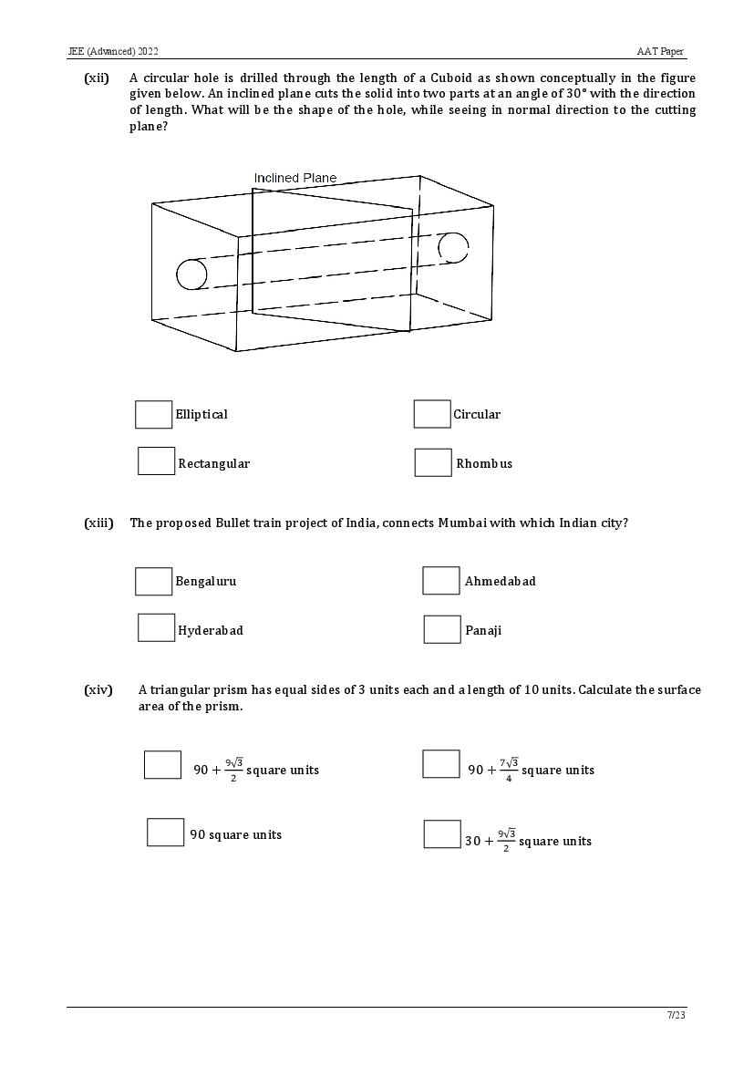 Download Jee Advanced Aat 2022 Question Paper Pdf - Aglasem Admission