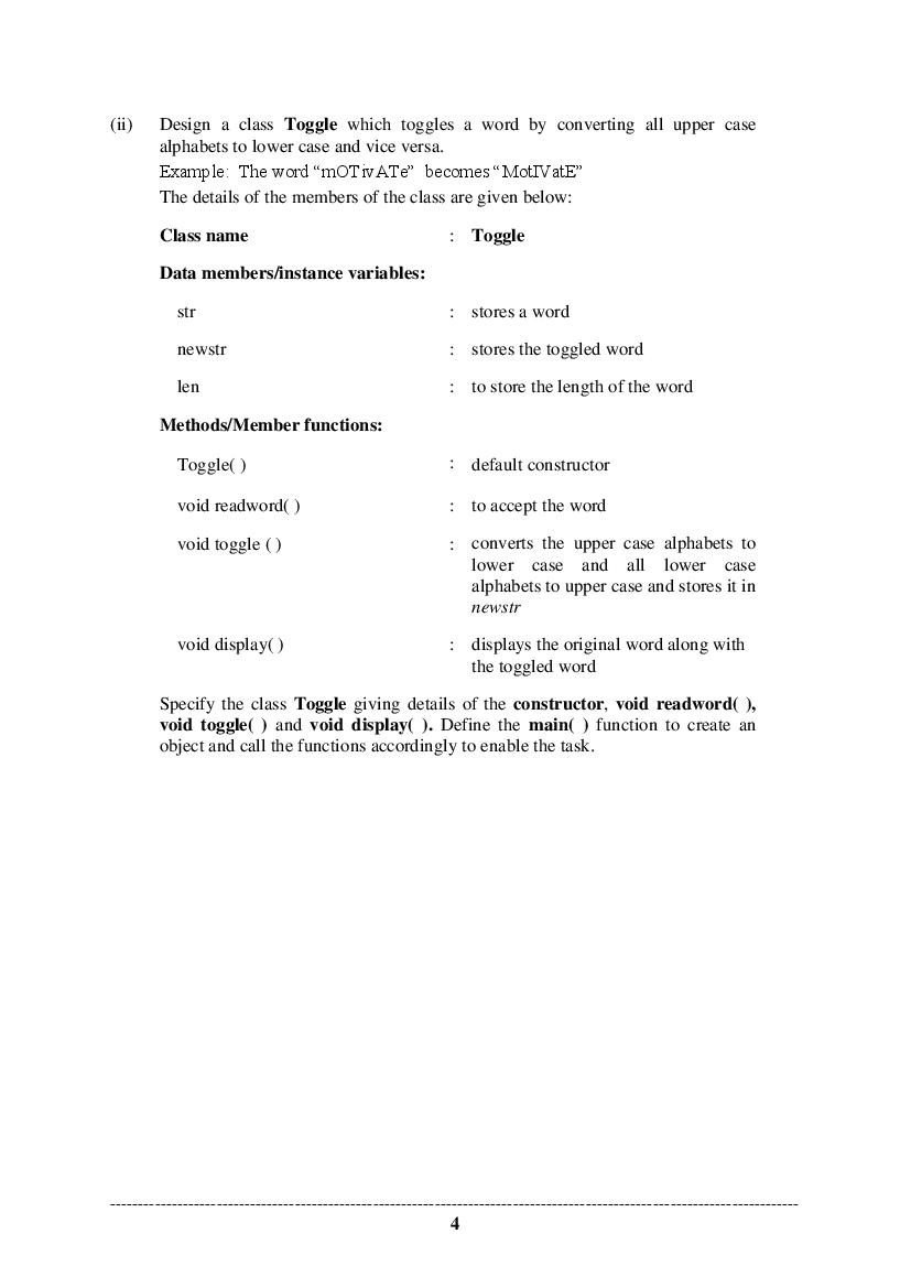 ISC Class 12 Sample Paper 2022 Computer Science Specimen Question Paper
