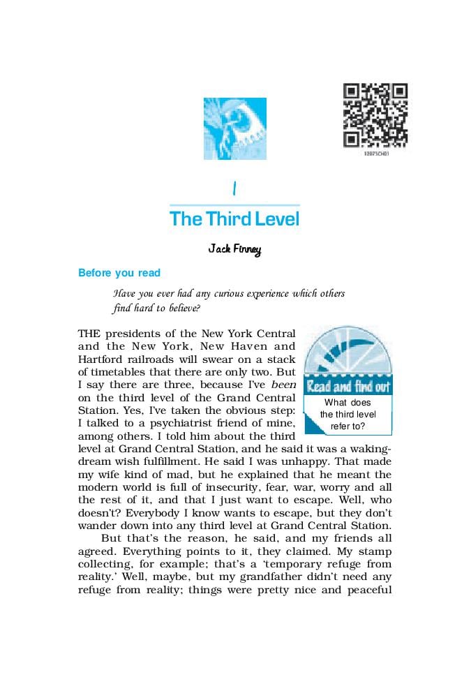 NCERT Book Class 12 English (Vistas) Chapter 1 The Third Level - Page 1