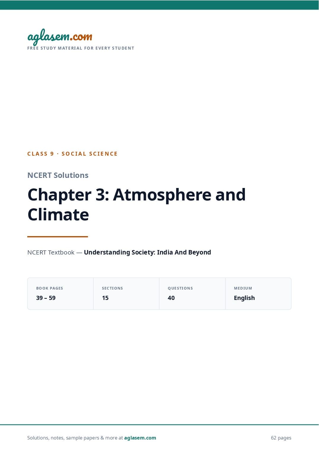 NCERT Solutions Class 9 Social Science Chapter 3 Atmosphere and Climate - Page 1 of 63