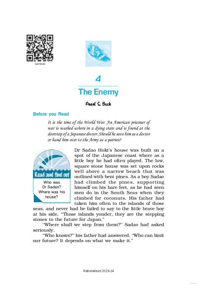 NCERT Book Class 12 English (Vistas) Chapter 4 The Enemy - Page 1