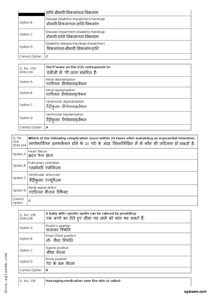 RUHS Post Basic B.Sc Nursing 2018 Question Paper PDF with Answers