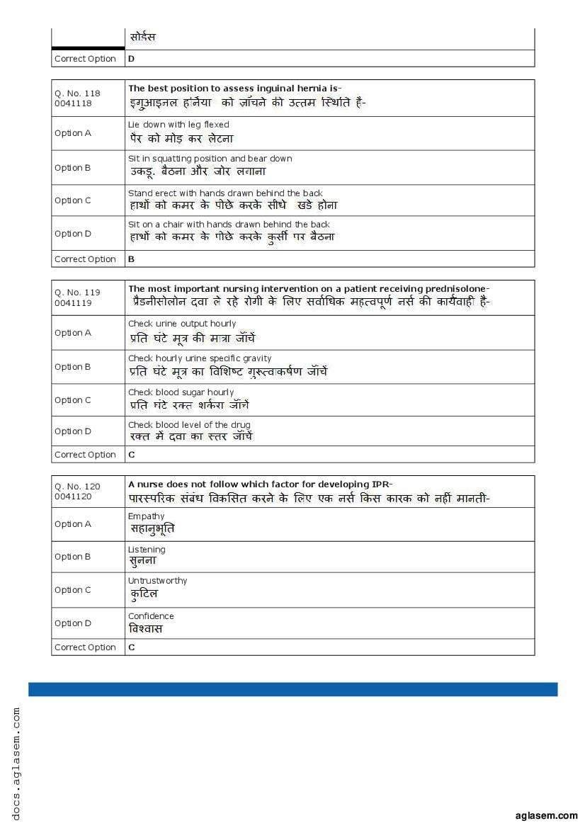 RUHS Post Basic B.Sc Nursing 2018 Question Paper PDF with Answers