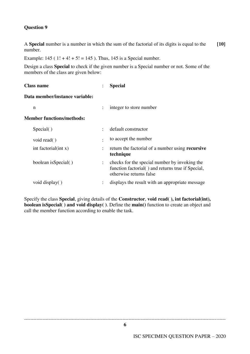 ISC Class 12 Sample Paper 2020 - Computer Science (Paper 1 & 2 ...