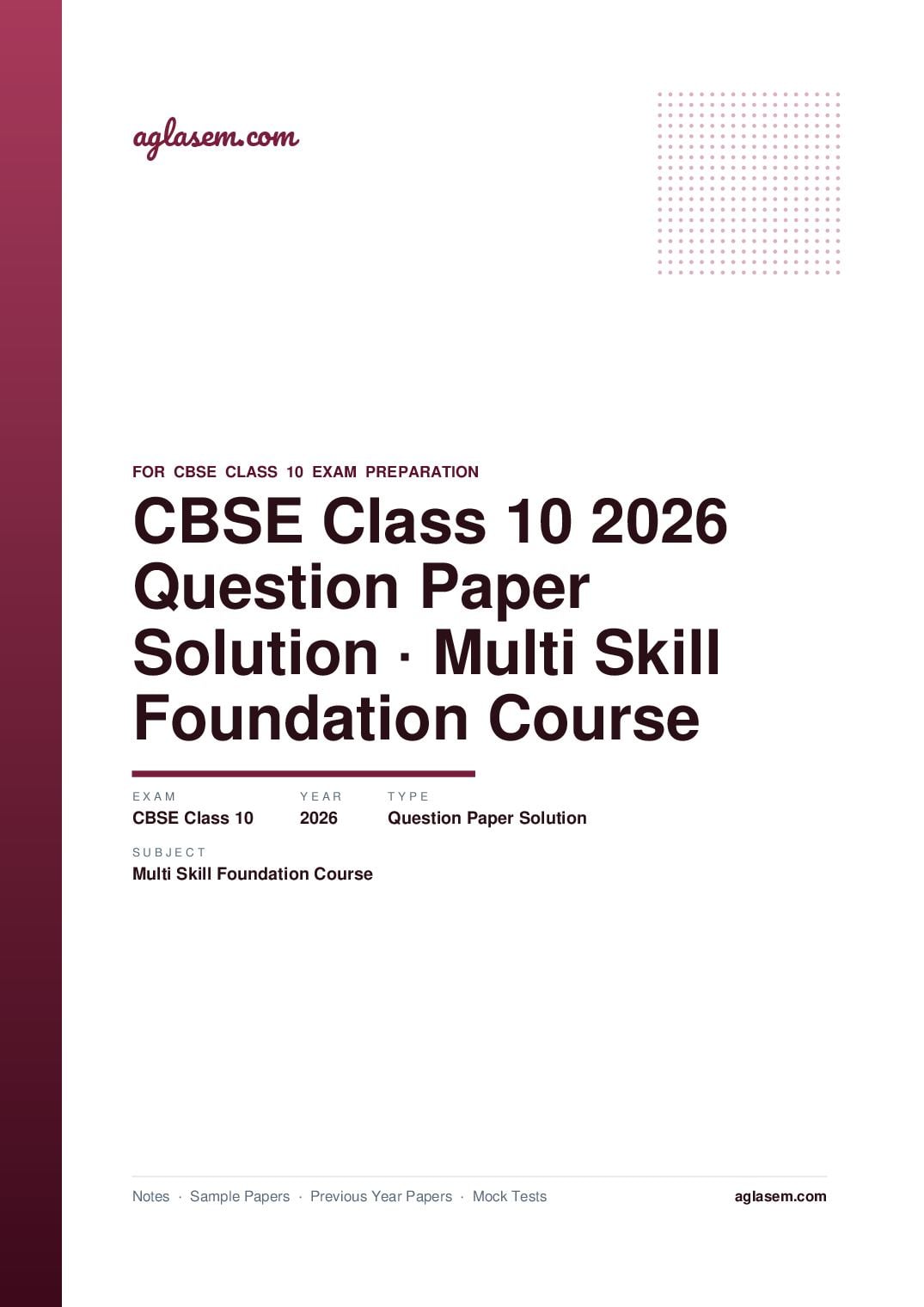 CBSE Class 10 Question Paper 2026 Solution Multi Skill Foundation Course - Page 1 of 7