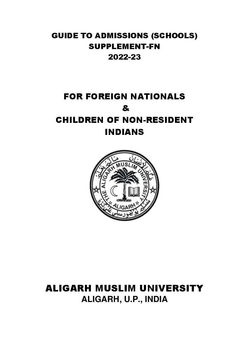 AMU School Admission 2022 to Foreign Nationals and NRI Guide - Page 1