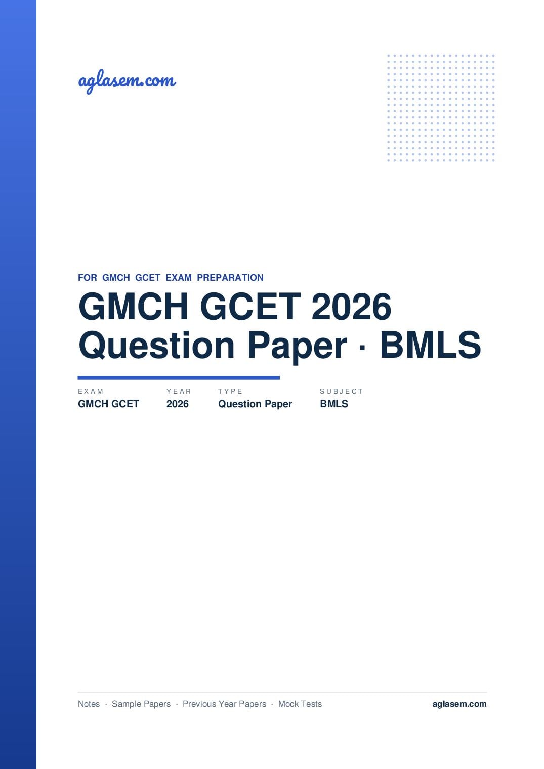 GMCH GCET 2026 Question Paper BMLS - Page 1 of 8