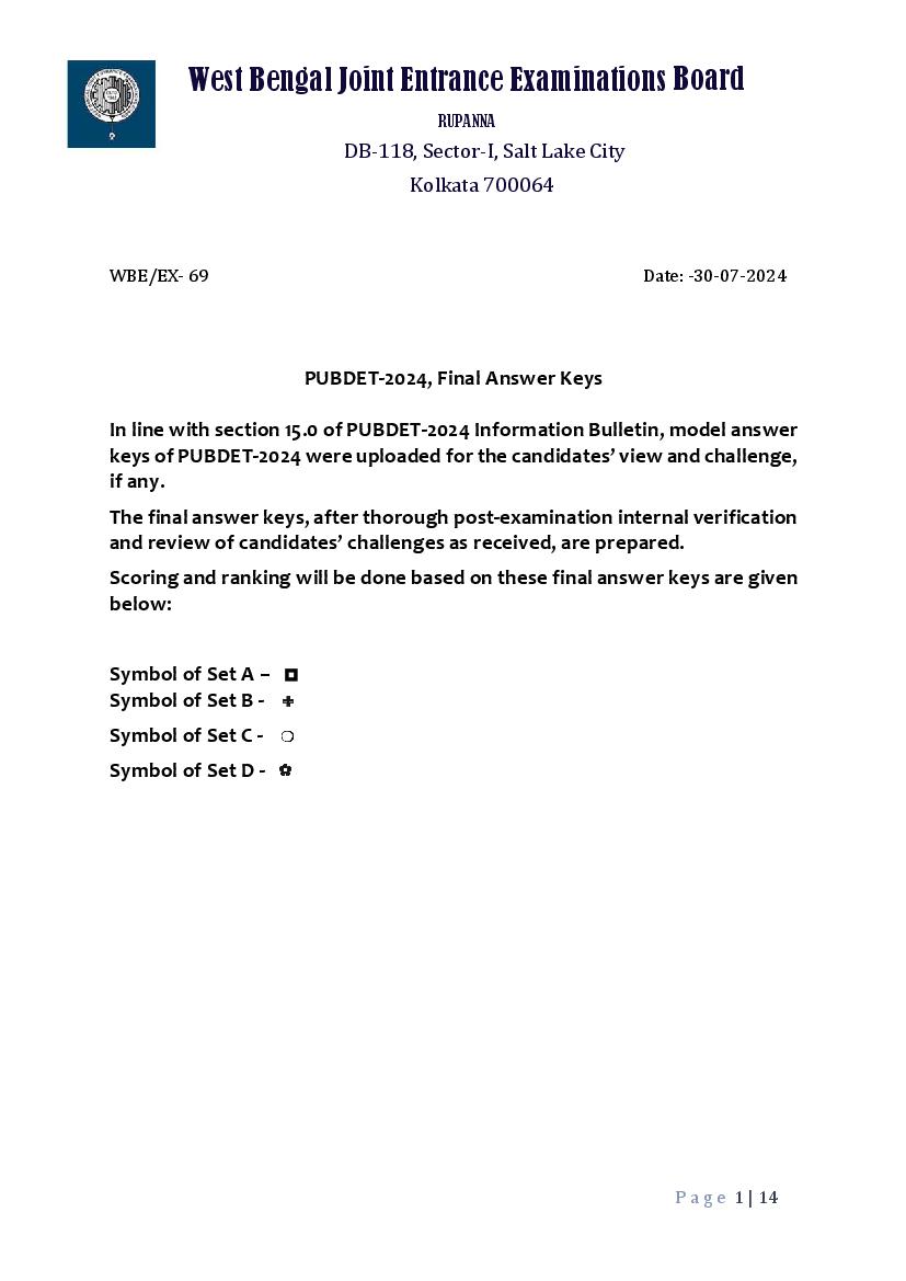 PUBDET 2024 Answer Key - Page 1