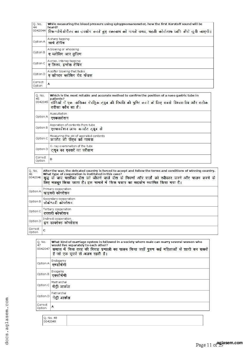 RUHS Post Basic B.Sc Nursing 2019 Question Paper PDF with Answers