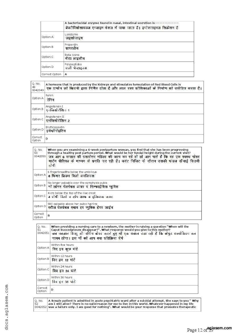 RUHS Post Basic B.Sc Nursing 2019 Question Paper PDF with Answers