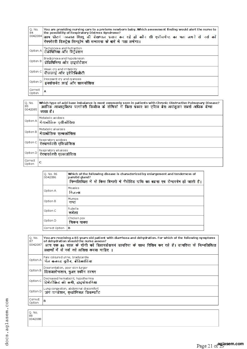 RUHS Post Basic B.Sc Nursing 2019 Question Paper PDF with Answers