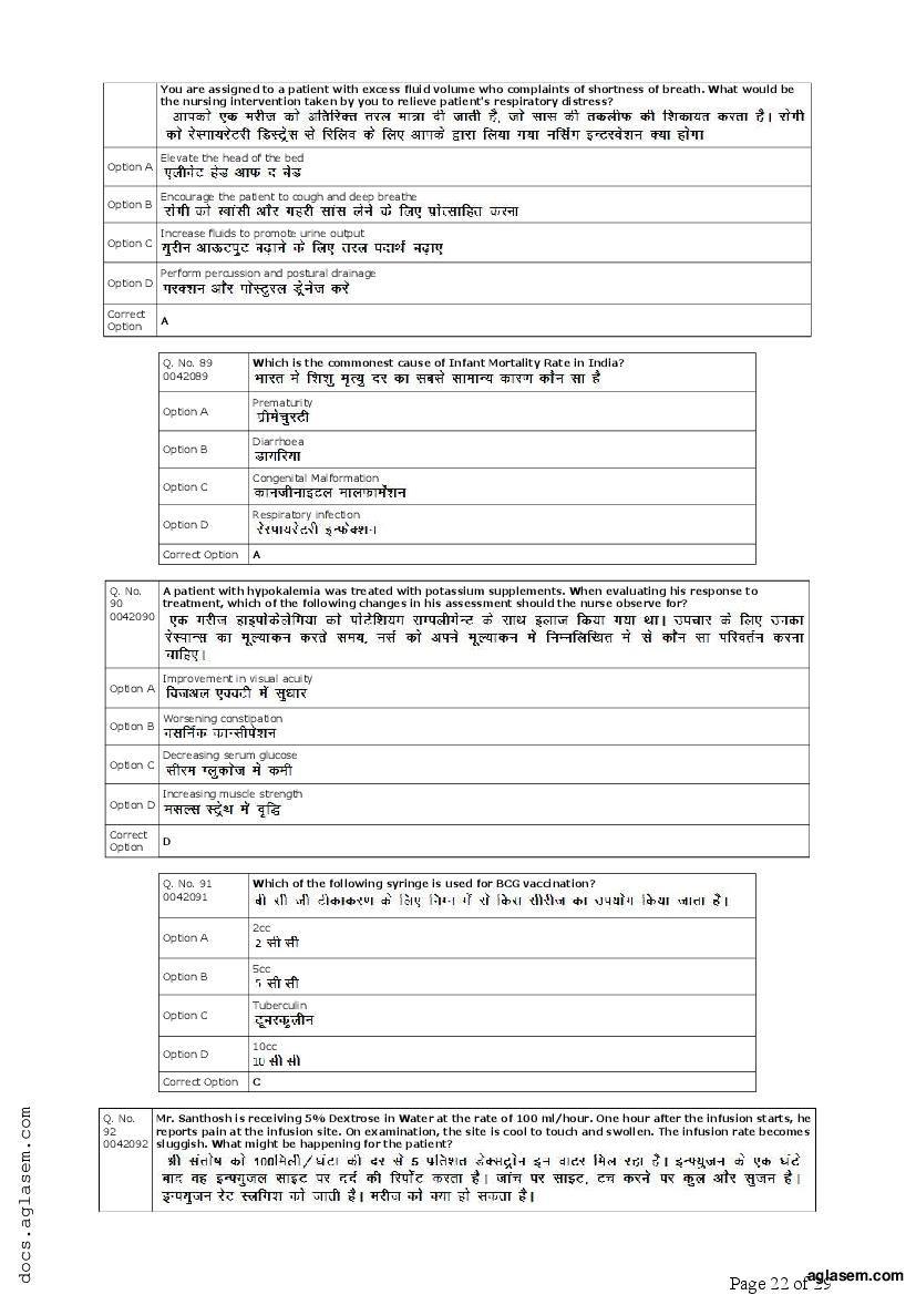 RUHS Post Basic B.Sc Nursing 2019 Question Paper PDF with Answers