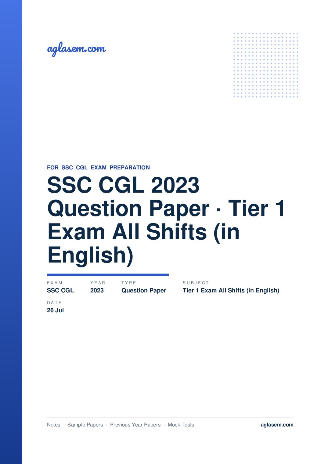 SSC CGL 2023 Question Paper Tier 1 Exam 26 Jul All Shifts (in English) - Page 1 of 115