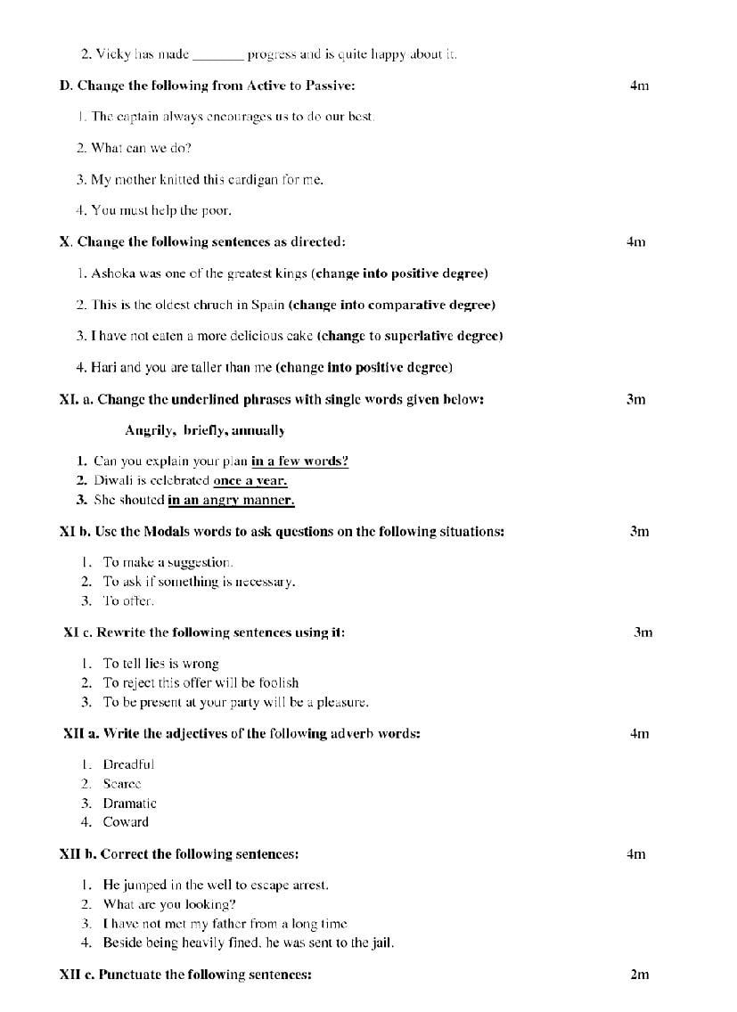 UP Board Class 8 English Question Paper 2024 (PDF) - AglaSem