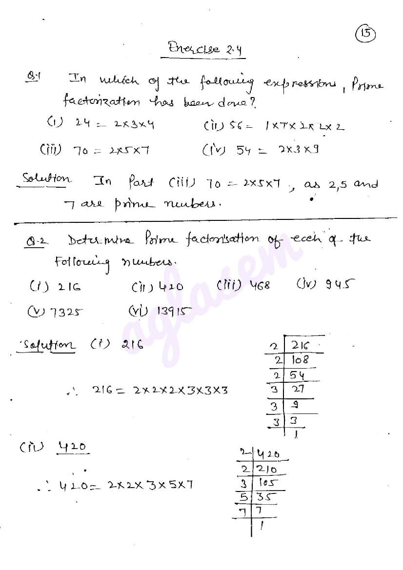 RD Sharma Solutions Class 6 Chapter 2 Playing with Numbers Exercise 2.4 - Page 1