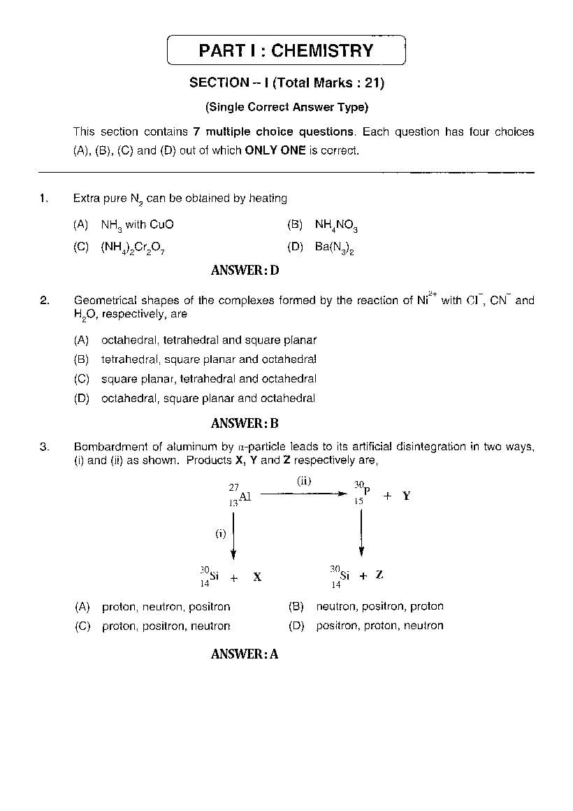 JEE Advanced 2011 Question Paper 1 - Page 1
