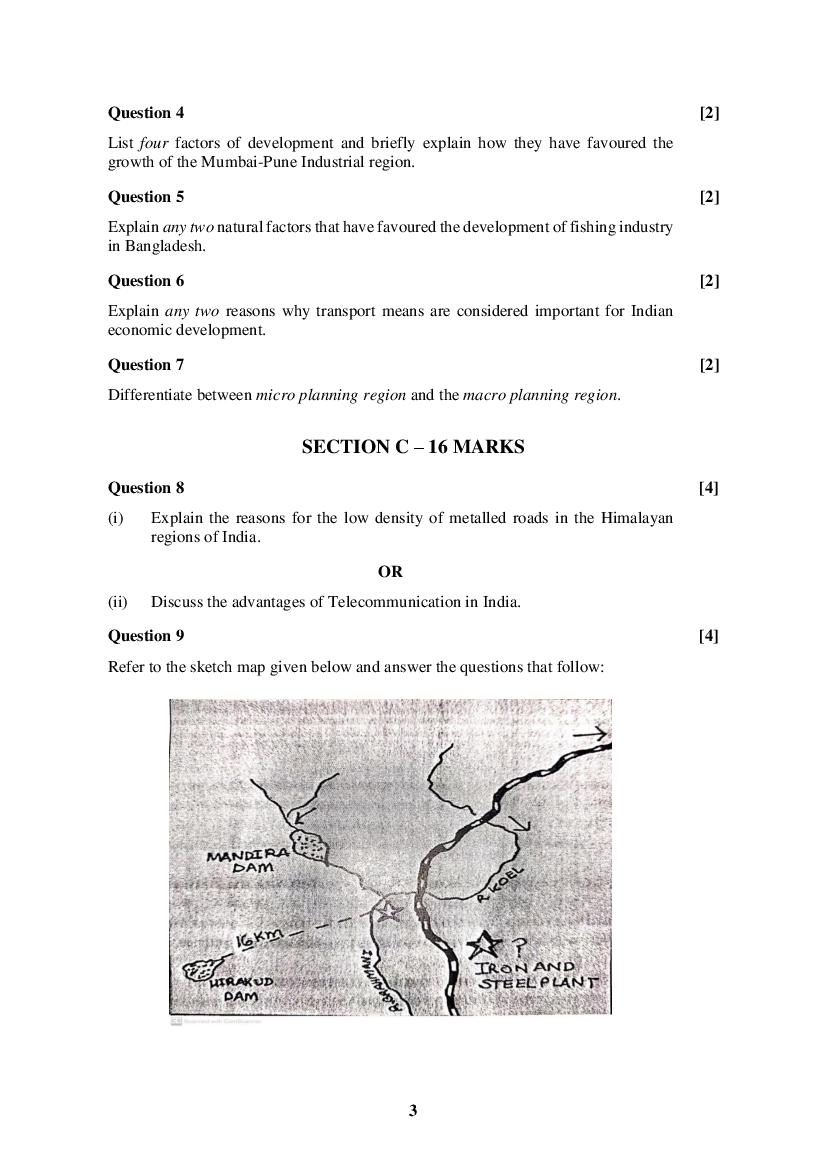ISC Class 12 Sample Paper 2022 Geography Specimen Question Paper