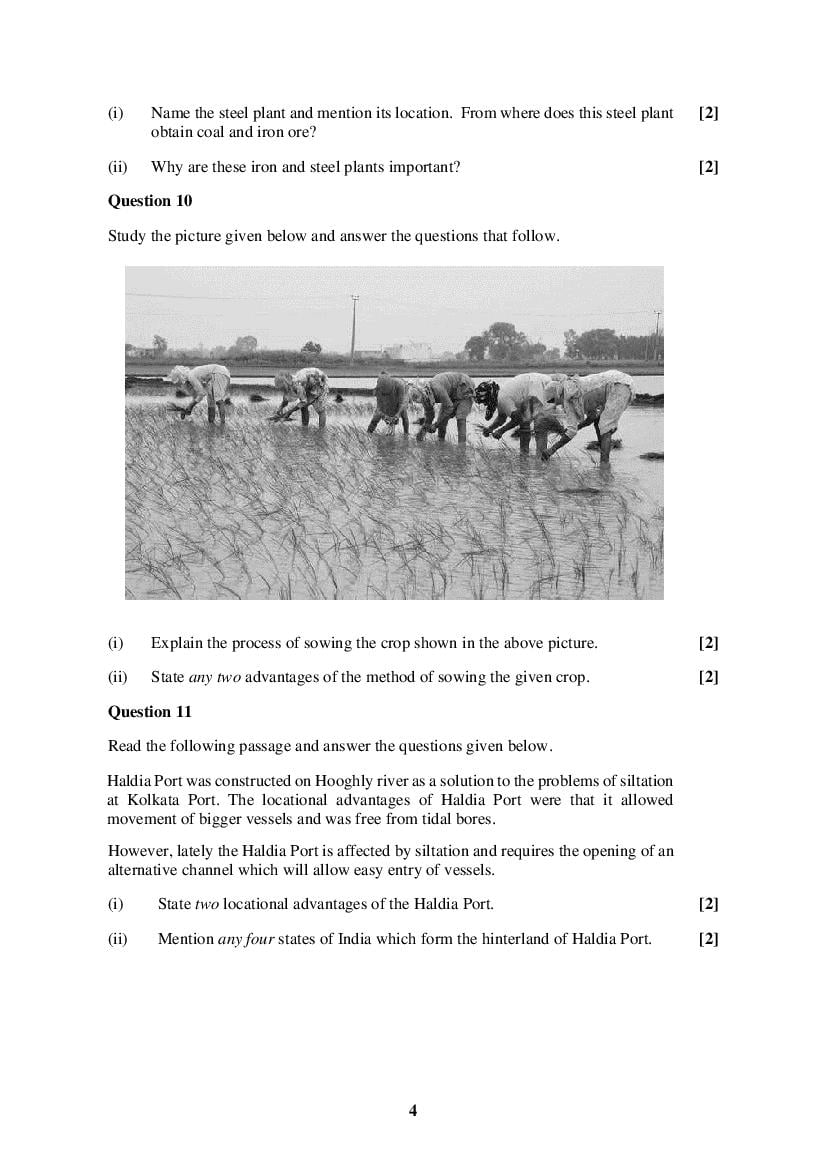 ISC Class 12 Sample Paper 2022 Geography Specimen Question Paper