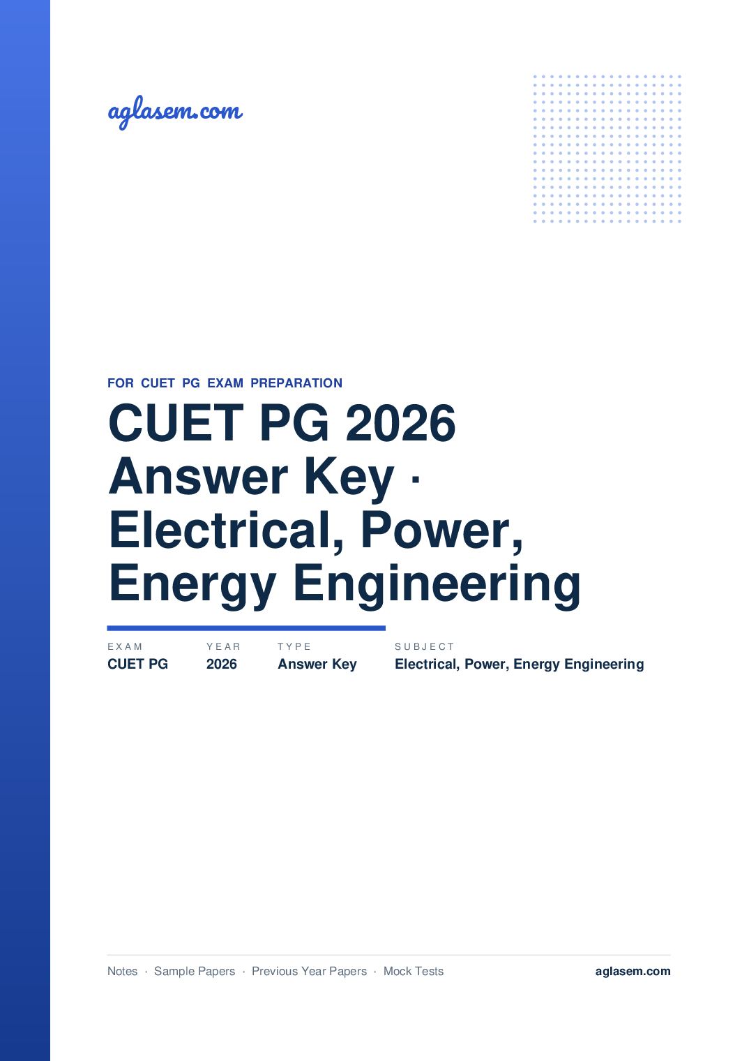 CUET PG 2026 Answer Key Electrical, Power, and Energy Engineering - Page 1 of 2