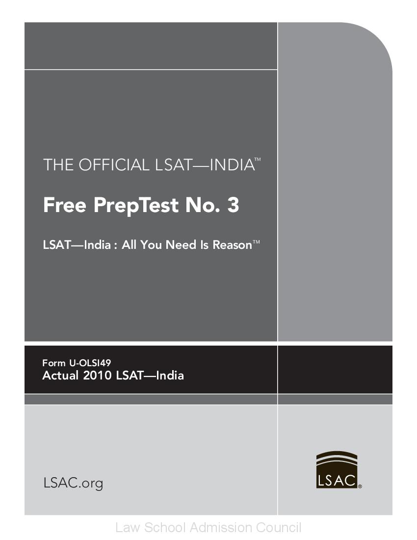 LSAT India Test Sample Paper 3 - Page 1