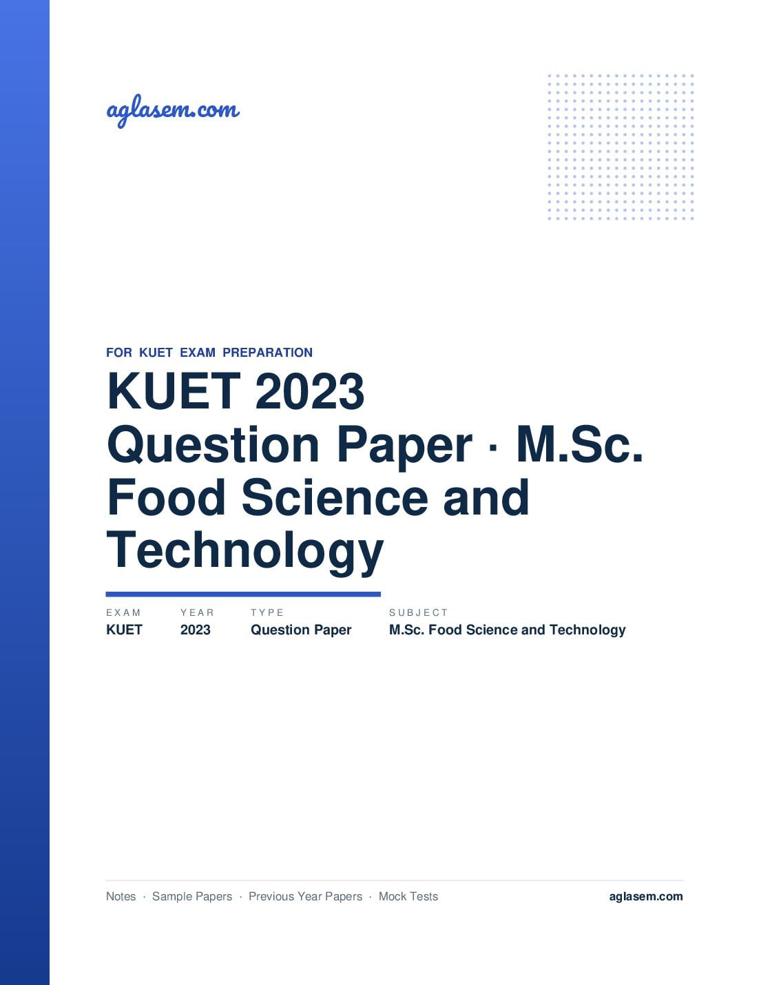 KUET 2023 Question Paper M.Sc. Food Science and Technology - Page 1 of 9