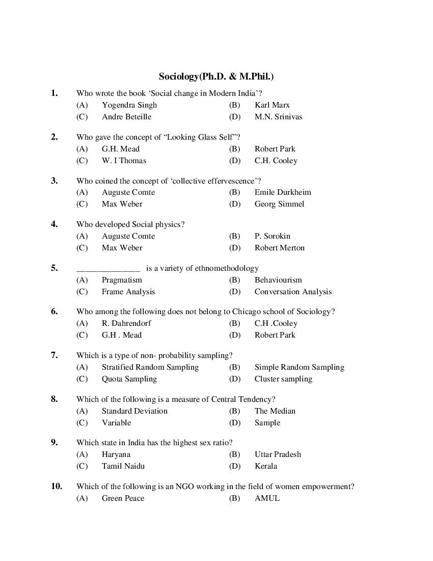PU M.Phil./Ph.D. 2019 Question Paper PDF (6 Faculty Papers + Key)