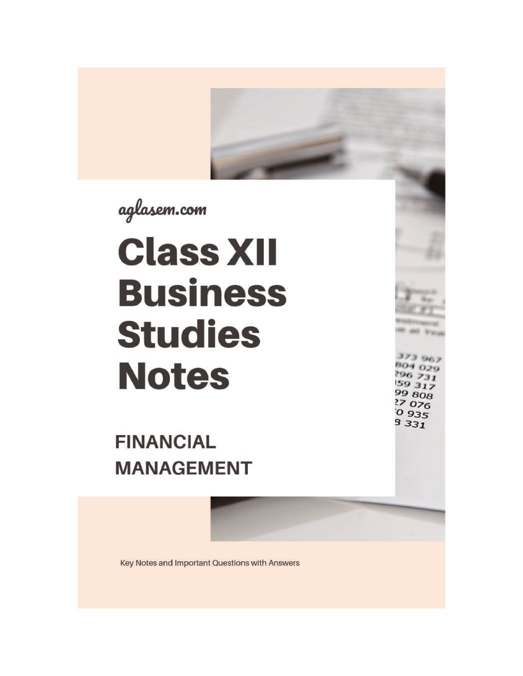Class 12 Business Studies Notes for Financial Management - Page 1