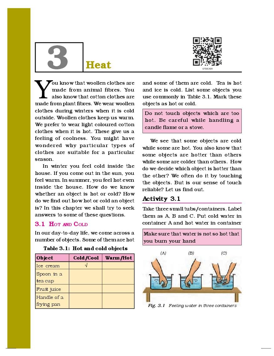 NCERT Book Class 7 Science Chapter 3 Heat - Page 1
