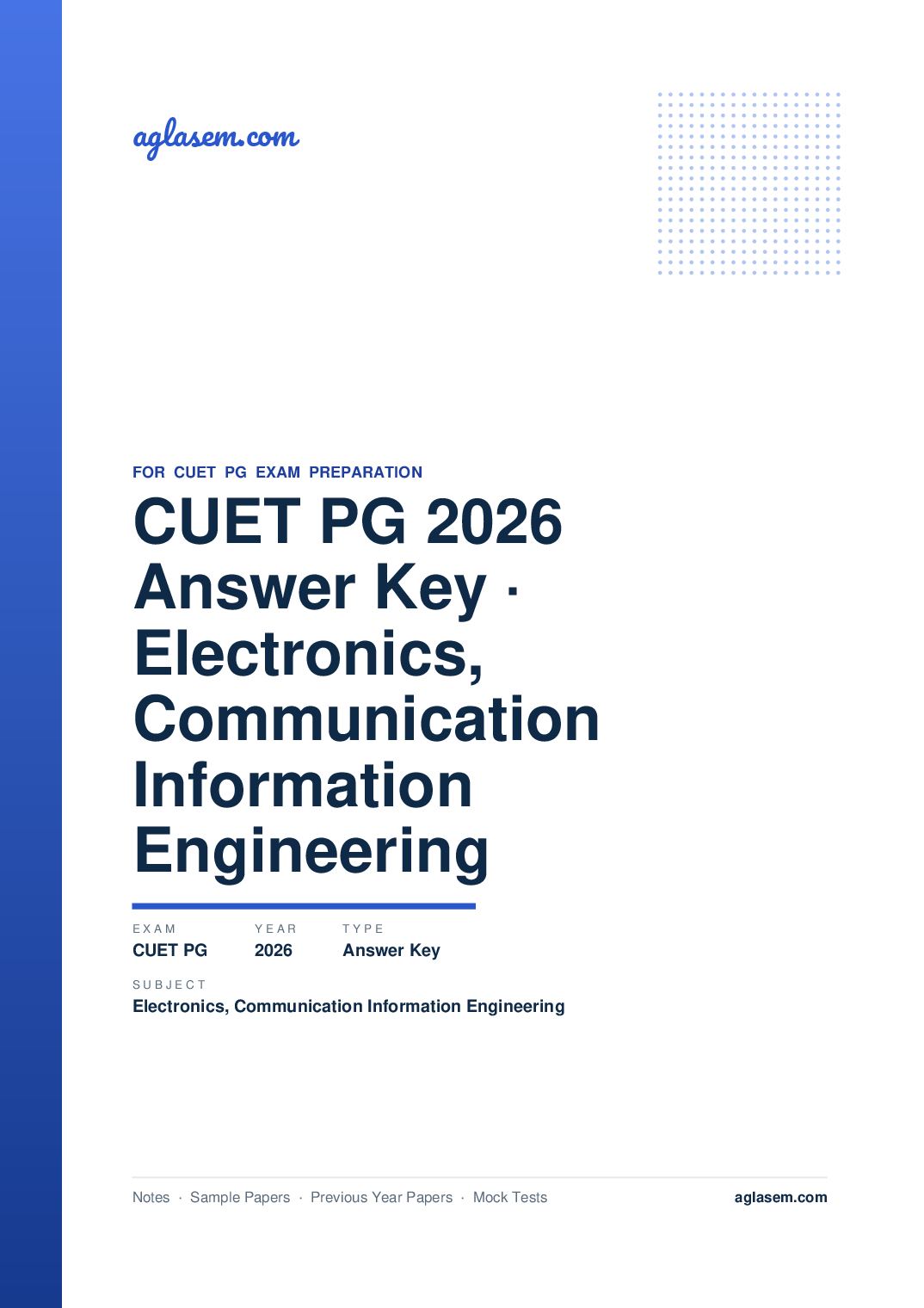 CUET PG 2026 Answer Key Electronics, Communication and Information Engineering - Page 1 of 2