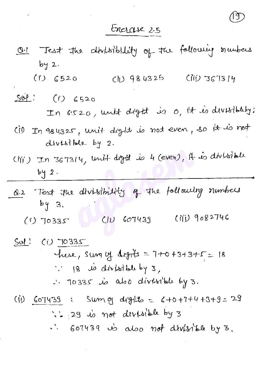 RD Sharma Solutions Class 6 Chapter 2 Playing with Numbers Exercise 2.5 - Page 1