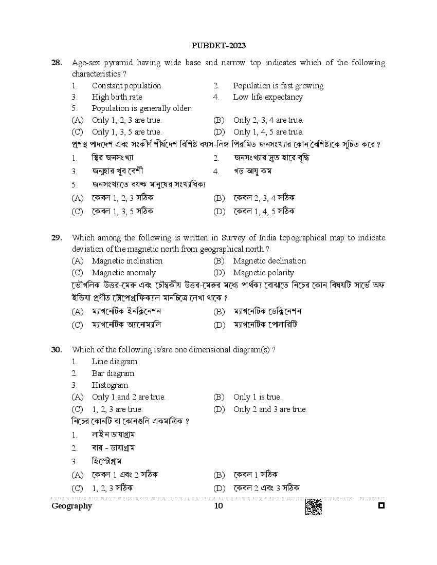 PUBDET 2023 Question Paper PDF (Papers I to X)