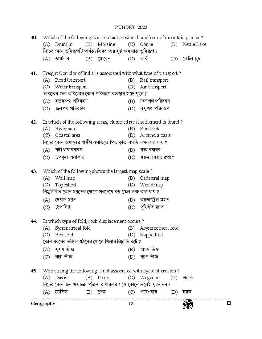 PUBDET 2023 Question Paper PDF (Papers I to X)