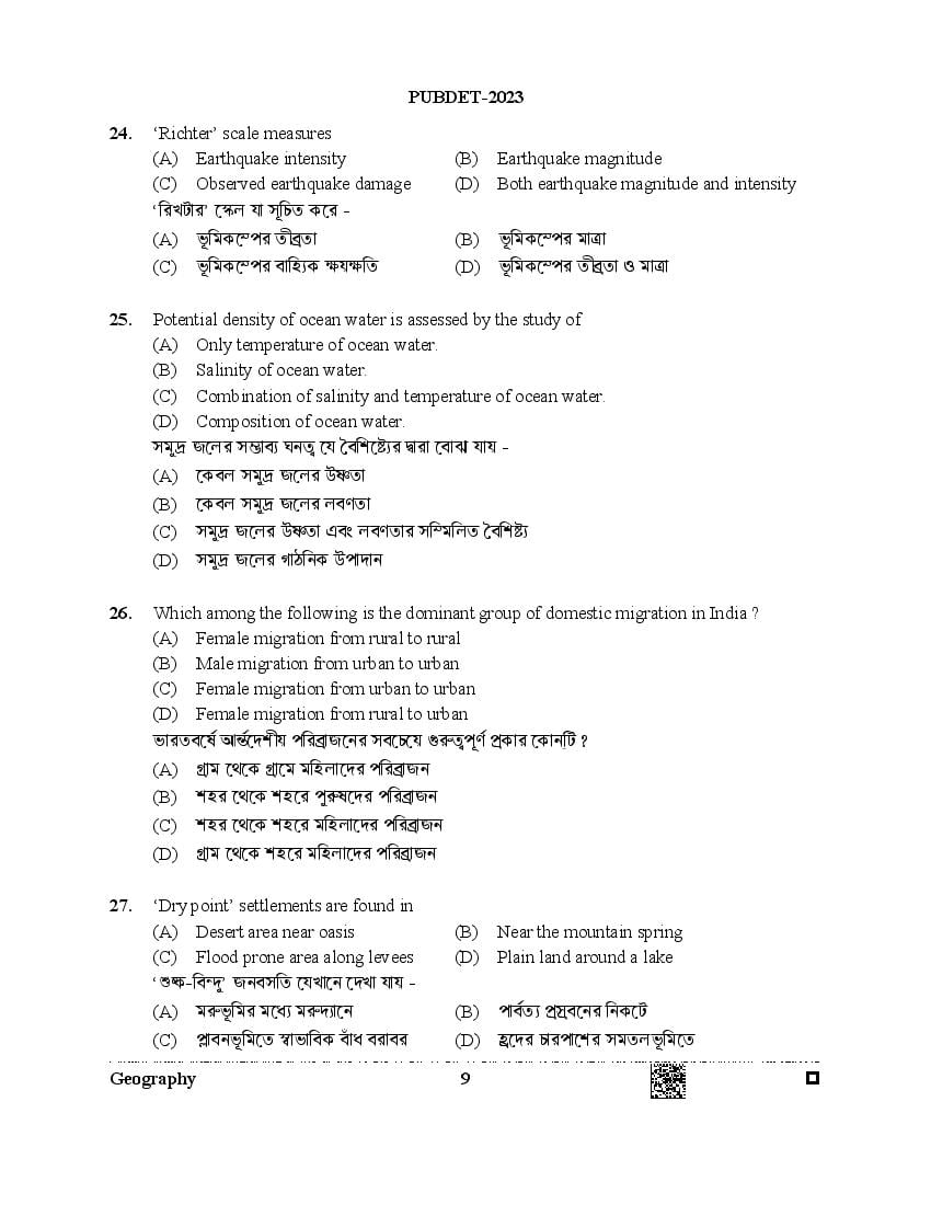 PUBDET 2023 Question Paper PDF (Papers I to X)