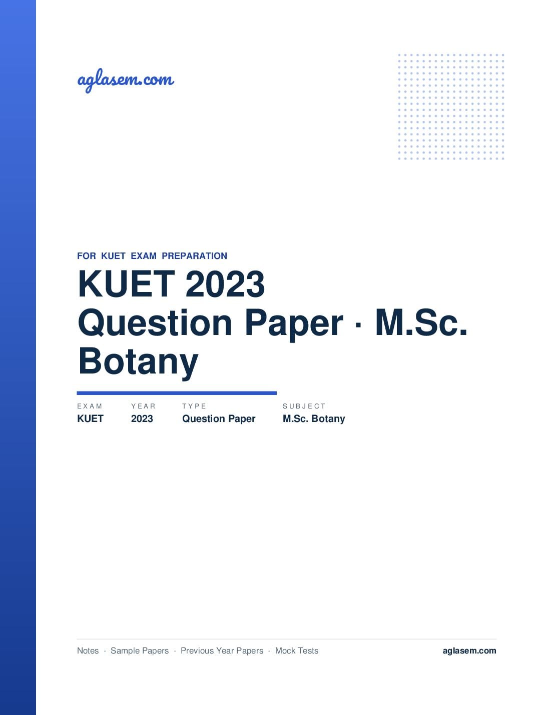 KUET 2023 Question Paper M.Sc. Botany - Page 1 of 9