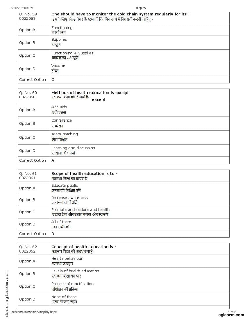 RUHS Post Basic B.Sc Nursing 2021 Question Paper PDF with Answers