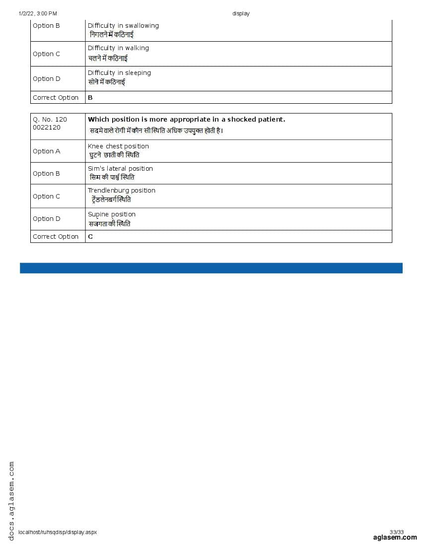 RUHS Post Basic B.Sc Nursing 2021 Question Paper PDF with Answers