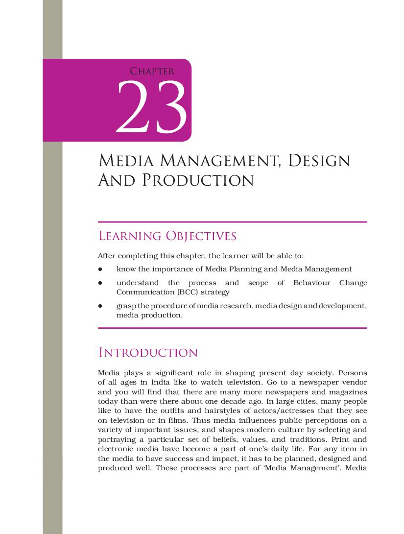 NCERT Book Class 12 Home Science (Human Ecology and Family Science Part II) Chapter 23 Media Management, Design and Production - Page 1